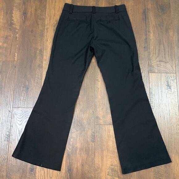 BCBGMaxazria Caroline Wool Blend Pinstriped Shimmer Wide Leg Black Trousers - Picture 5 of 5